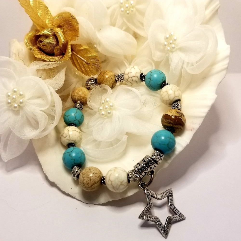 Turquoise & Jasper Star Bracelet
